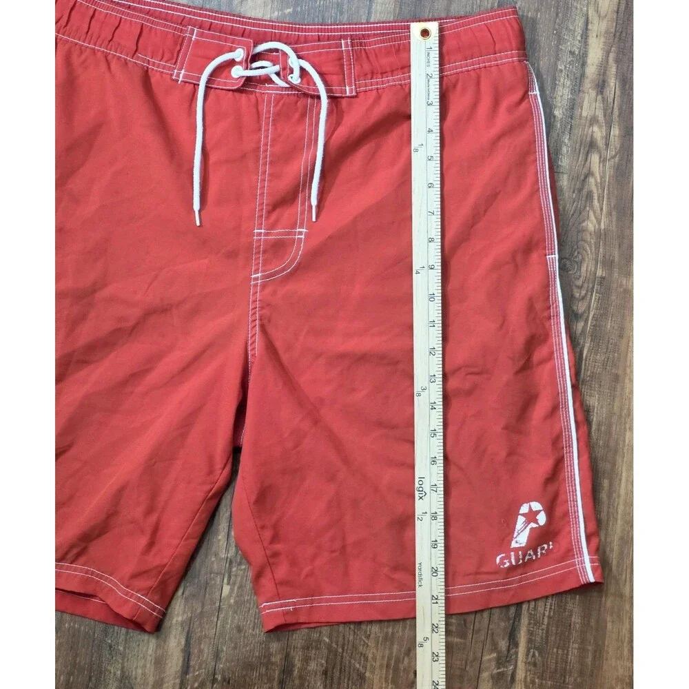 Original Watermen Guard Swim Trunks Mens M Red Surf Board Shorts Stretch
